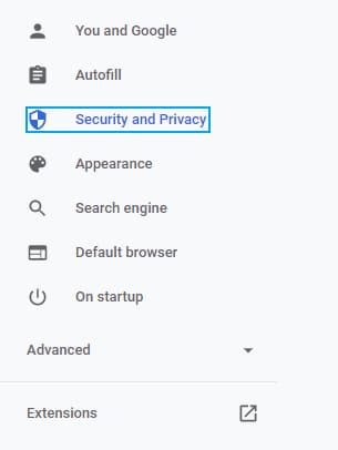 Security and Privacy section is highlighted in the Settings.